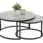 Table basse Luis en marbre gris aspect brillant